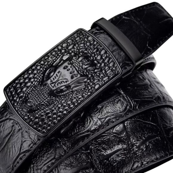 Crocodile Pattern Black Leather Belt | Size 47/49 - Picture 5 of 7